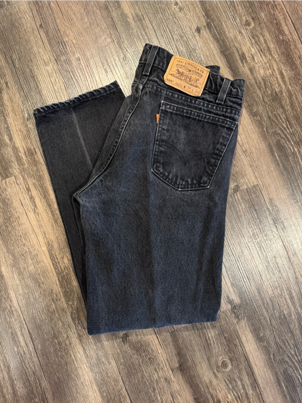 Vintage Levi's 505 Orange Tab 34X30 Faded Black Made In USA 1996
